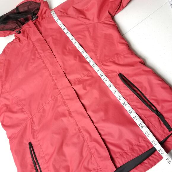 Eddie Bauer Red Zip Up Hooded Wind Breaker Jacket Lined Pockets MINT Size M - Picture 6 of 9